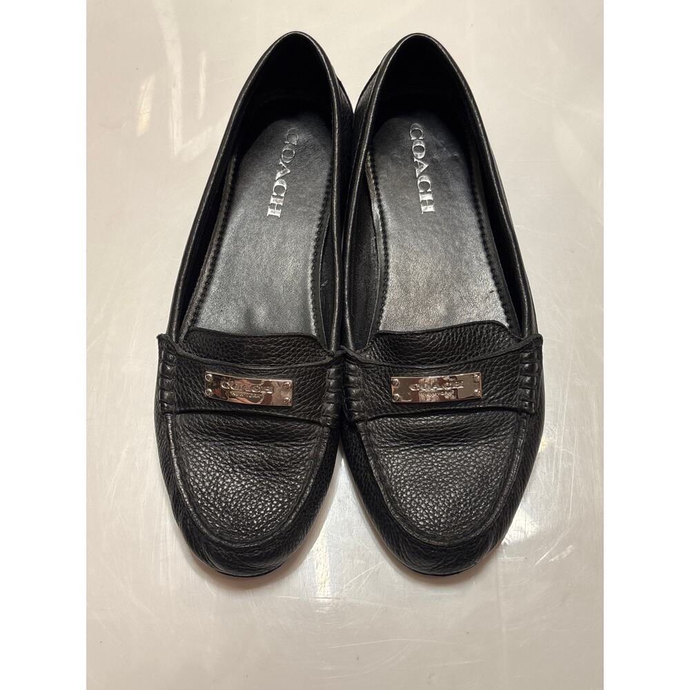 COACH Frederica Soft Leather Slip On Rubber Sole Loafers Black Sz 8 B